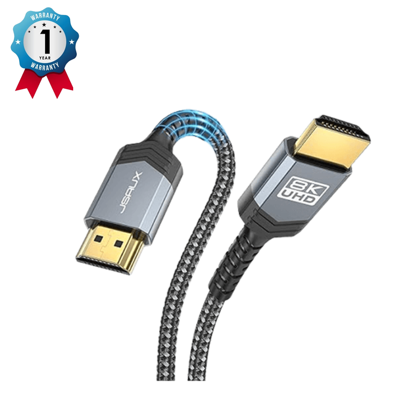 JSAUX 8K HDMI Cable 3M, JSAUX 8K HDMI Cord (8K@60Hz 7680×4320, 4K@120Hz), Supports 48Gbps eARC HDR10 HDCP 2.2 & 2.3 3D, Compatible with PS5, PS4, X-Box Series X, LG/Samsung QLED TV Grey (1 Pack) CV0011